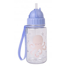 Botella con pajita y colgador Azul Saro